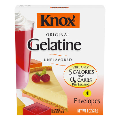 Gelatina sin sabor Knox, 4 sobres, caja de 28 g