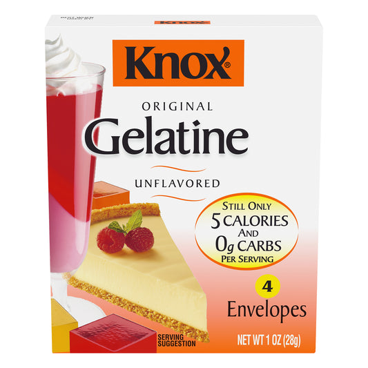Gelatina sin sabor Knox, 4 sobres, caja de 28 g