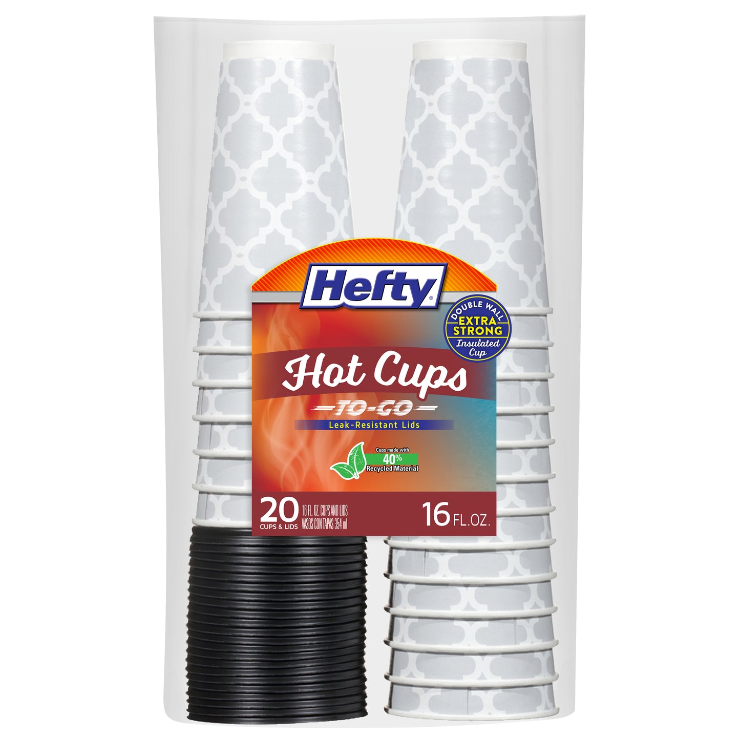 Vasos térmicos extra fuertes Hefty de 16 onzas líquidas con tapa (20 unidades)