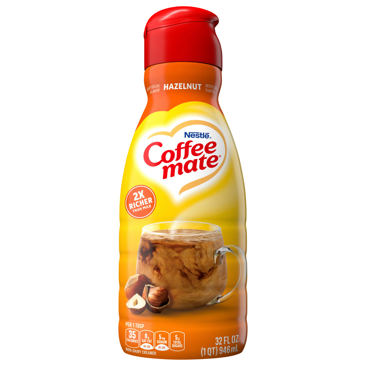 Crema líquida para café sabor a avellana Nestlé, 32 onzas líquidas.