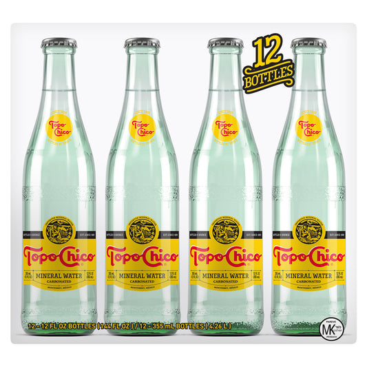 Botellas de vidrio de agua mineral Topo Chico, 355 ml (12 oz fl), paquete de 12