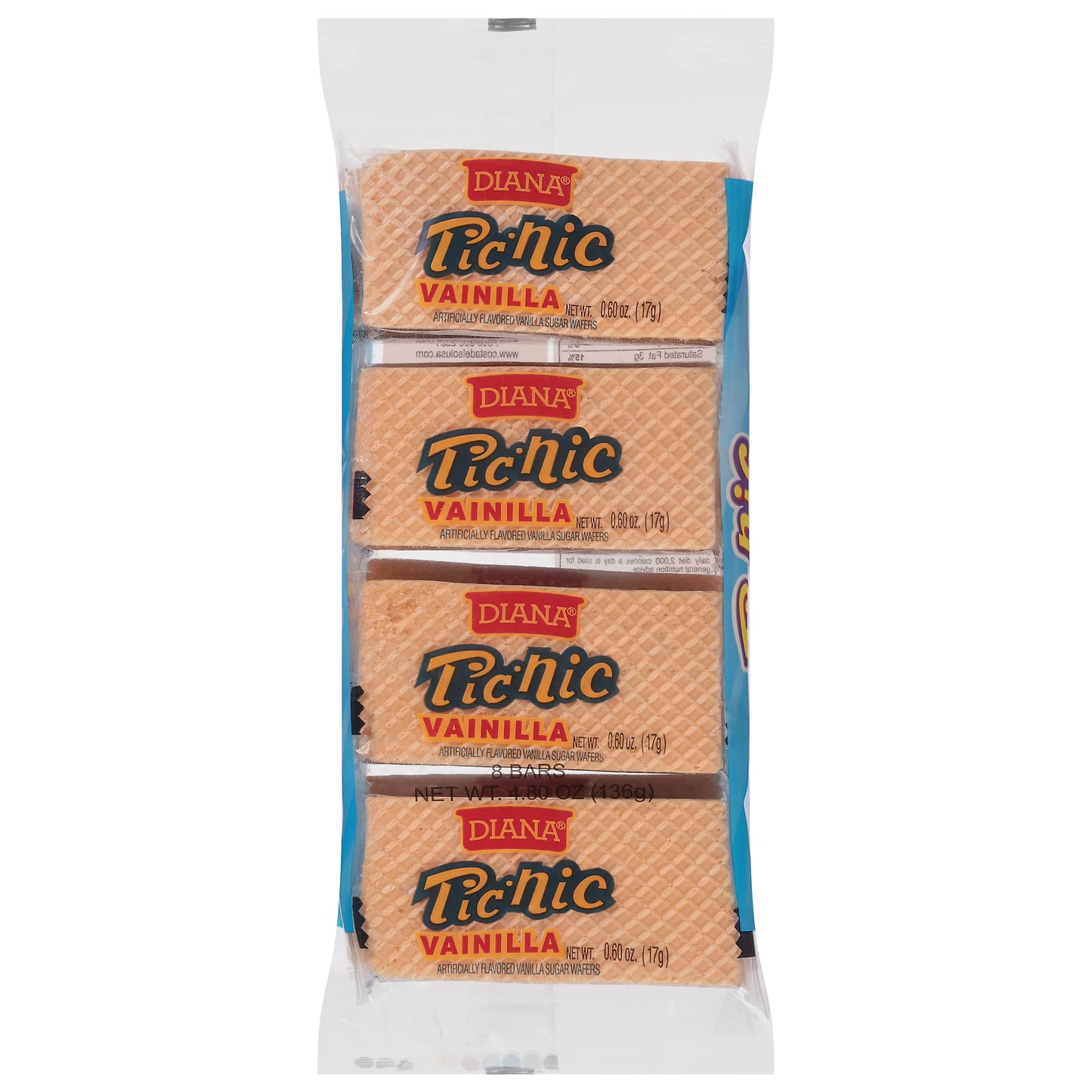 Galletas de azúcar con sabor a vainilla Diana Picnic, 8 paquetes de 0.60 oz