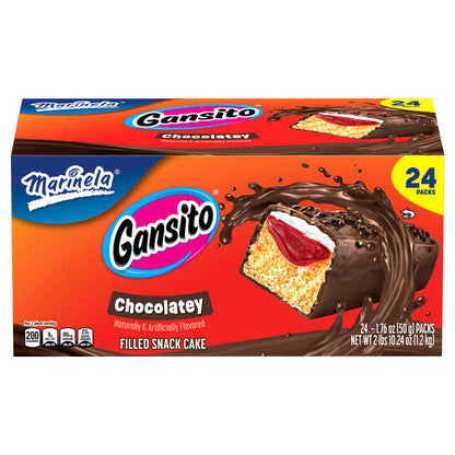Marinela Gansito, pastelito relleno y cubierto con sabor a fresa y chocolate, 24 paquetes, 1,2 kg (42,24 oz)