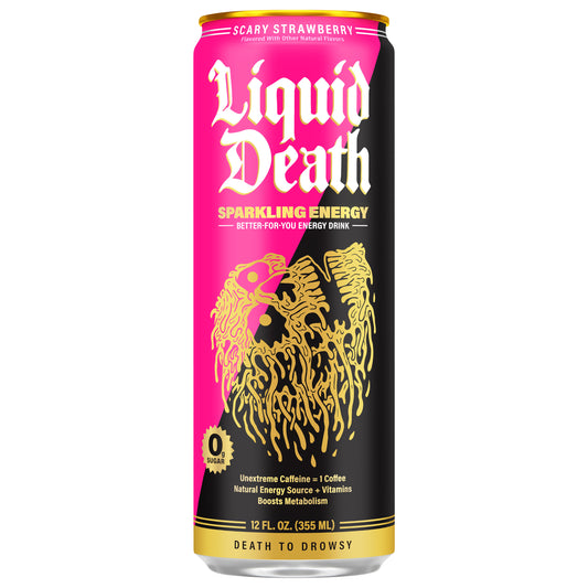 Liquid Death Sparkling Energy Scary Strawberry 12oz Single Can
