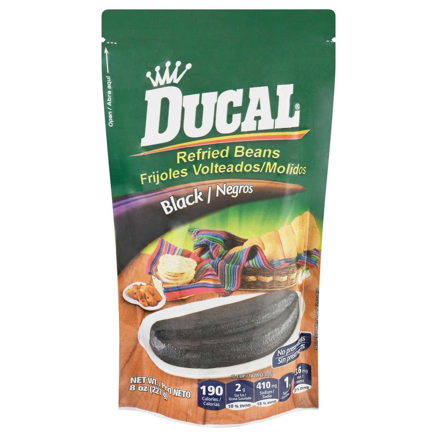 Frijoles refritos negros Ducal de 8 onzas