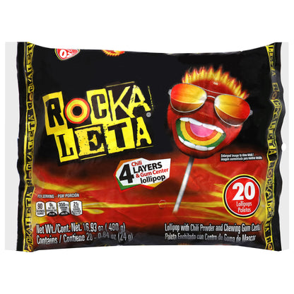 Rocka Leta 4 Layer Chili & Gum Center Lollipop 20 - 0.84 oz Each