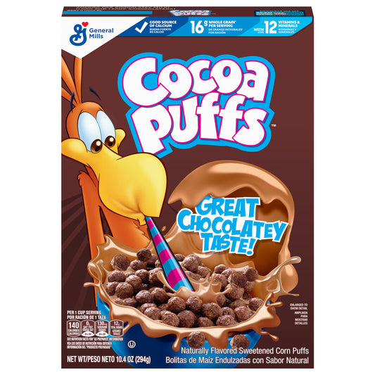 Cocoa Puffs, cereal de desayuno de chocolate, granos integrales, 295 g