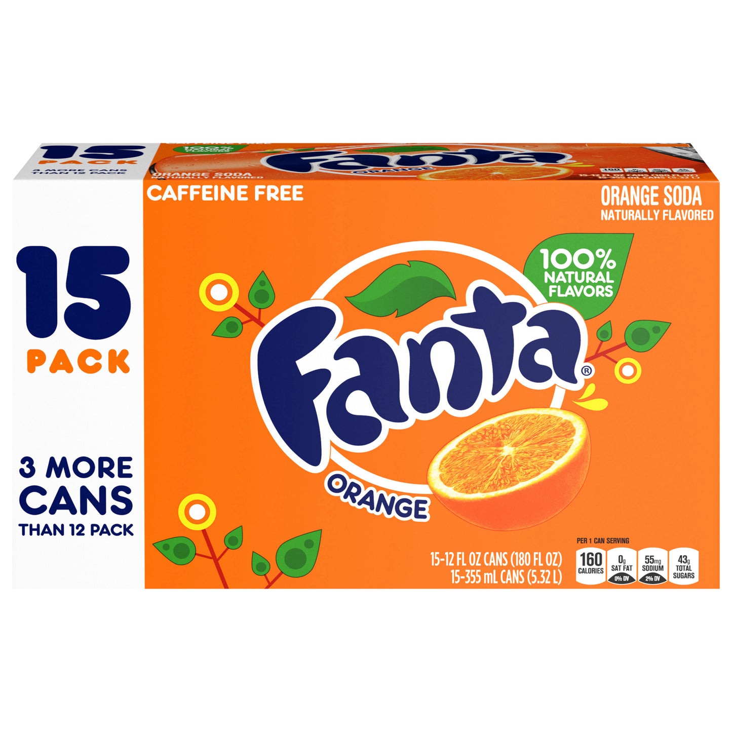 Latas de refresco Fanta Naranja, 355 ml (12 oz fl), paquete de 15