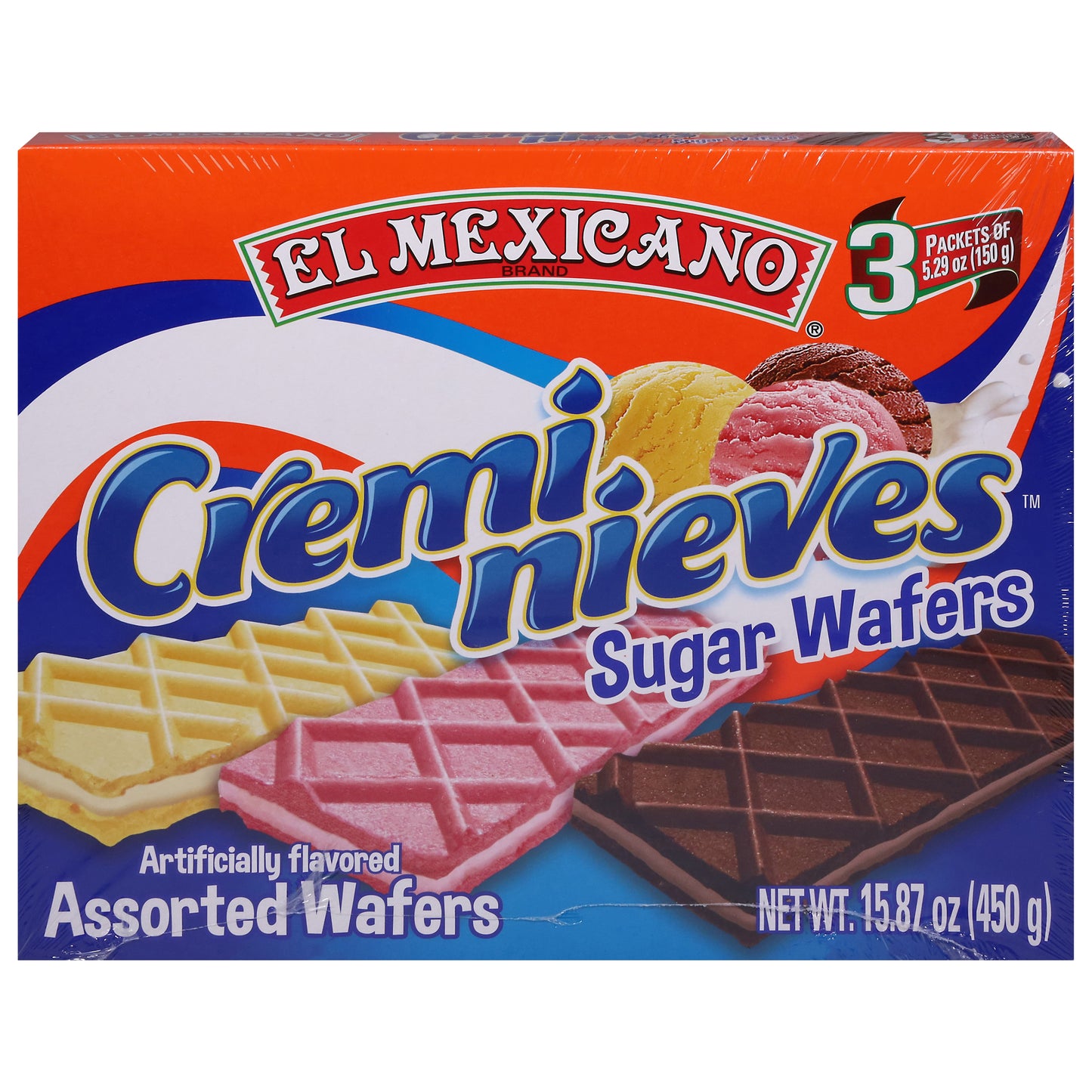 El Mexicano Cremi Nieves Obleas de azúcar surtidas 3 paquetes de 5.29 oz