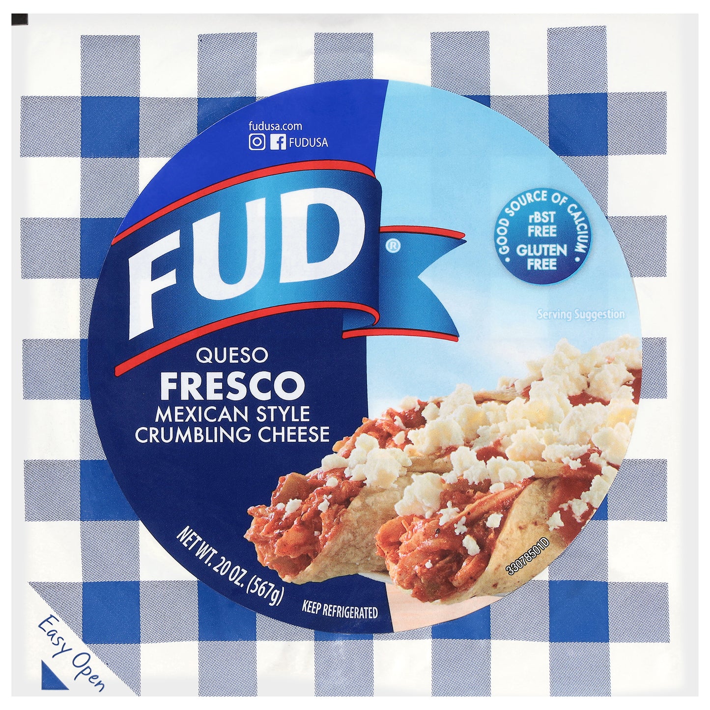 Queso fresco desmenuzado estilo mexicano FUD de 20 onzas