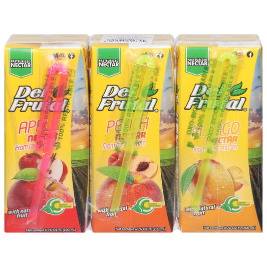 Del Frutal Apple/Peach/Mango Nectar from Concentrate 3 - 6.76 fl oz Cartons