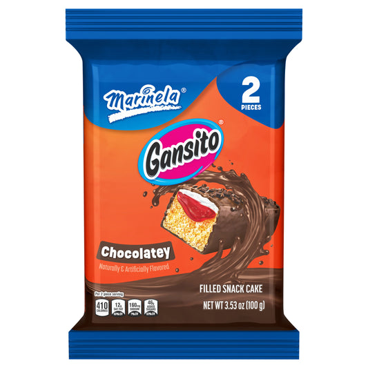 Marinela Gansito de fresa (paquete doble), pastelito relleno y cubierto de chocolate, 2 paquetes, 100 g