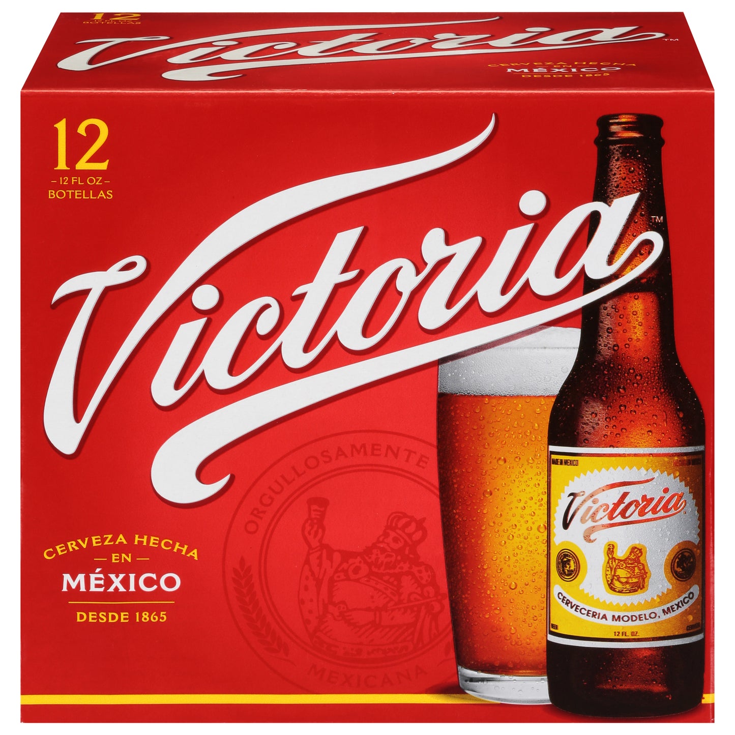 Cerveza Victoria Mexicana Lager, paquete de 12 botellas de 355 ml (12 oz fl), 4.0% de alcohol por volumen.