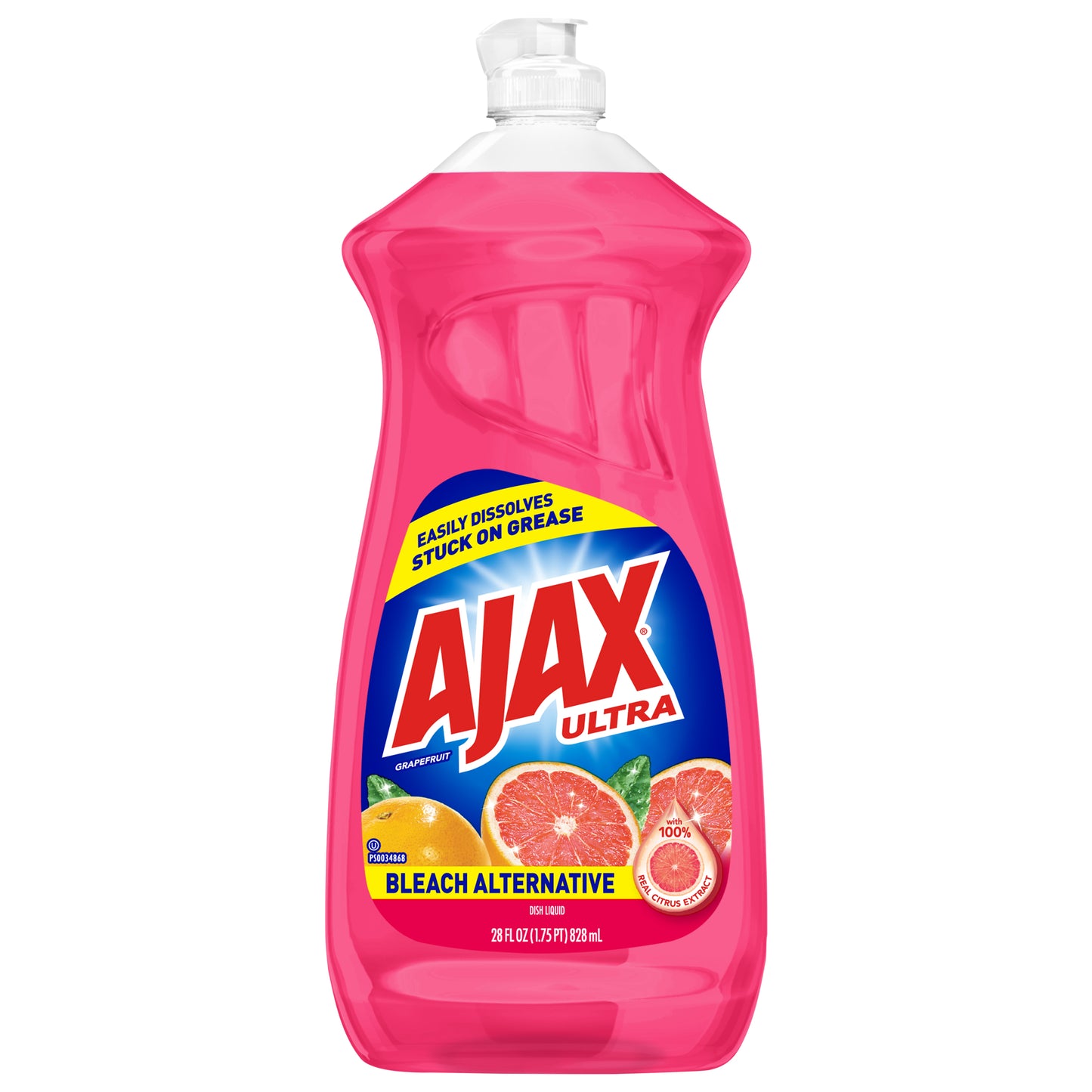 Jabón líquido para platos Ajax Ultra, alternativa a la lejía, pomelo - 28 onzas líquidas.