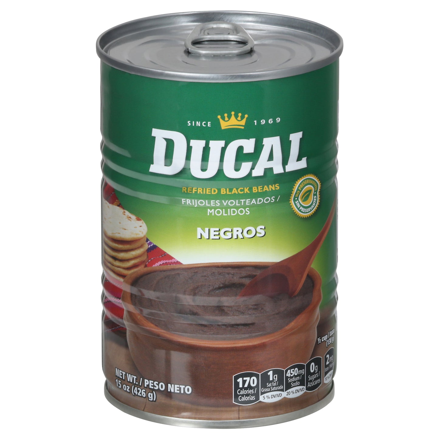 Frijoles negros refritos Ducal de 15 onzas