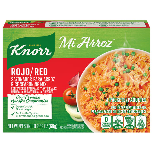 Mezcla de condimentos para arroz Knorr Rojo/Rojo, 68 g, paquete de 4 unidades