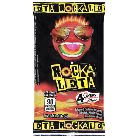 Rocka Leta Lollipop with Chili Powder and Chewing Gum Center 4 Each