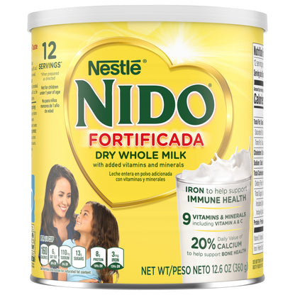 NIDO Mezcla en polvo para bebida fortificada - Leche entera en polvo con vitaminas y minerales - Envase de 357 g (12.6 oz)