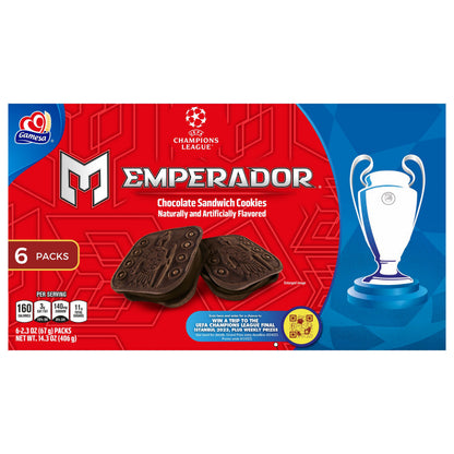 Galletas tipo sándwich Gamesa Emperador sabor chocolate, con sabor natural y artificial, 65 g (2.3 oz) unidad