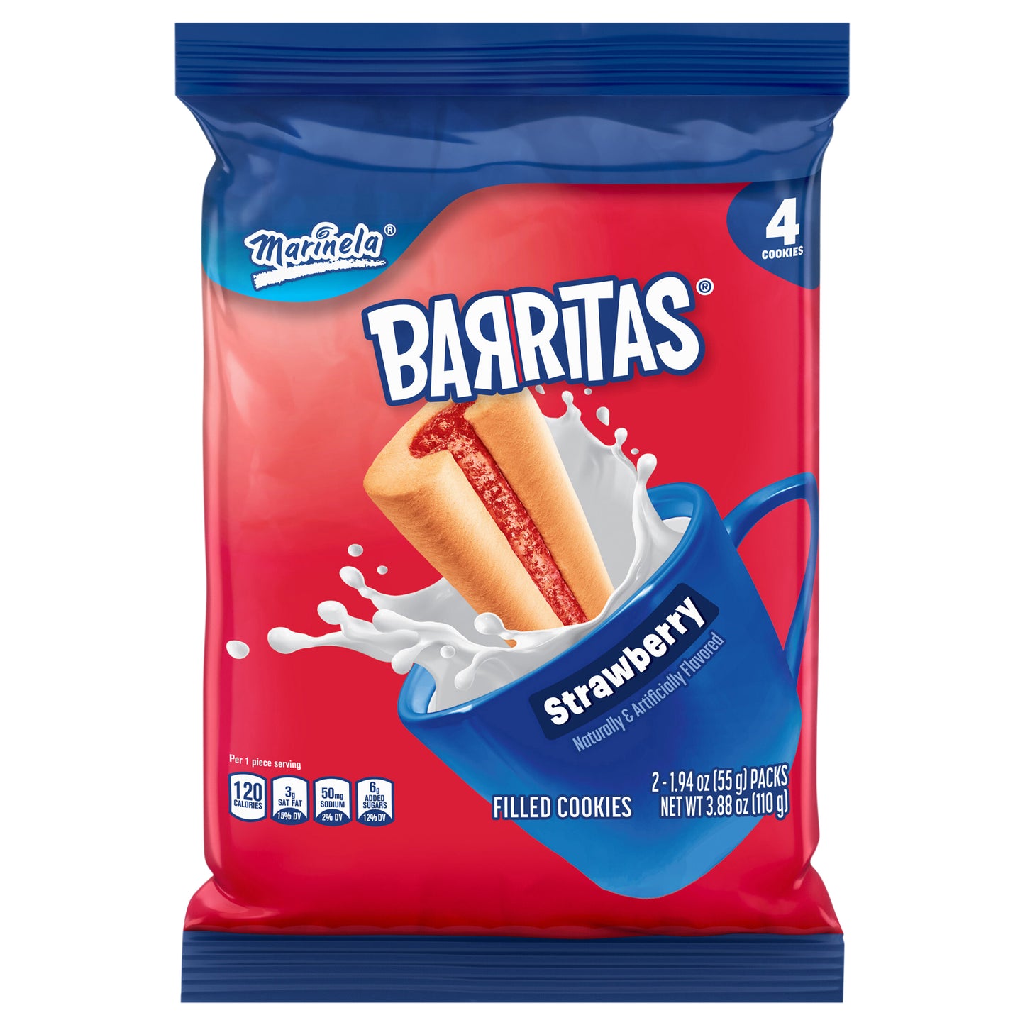 Barritas Fresa Marinela (Paquete Doble) Galletas Rellenas, 2 paquetes, 110 g