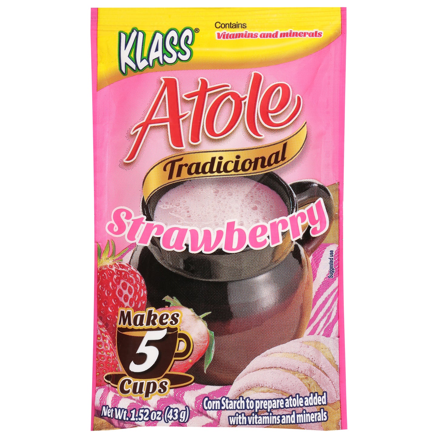 Mezcla para bebida de fresa tradicional Klass Atole de 1.52 onzas