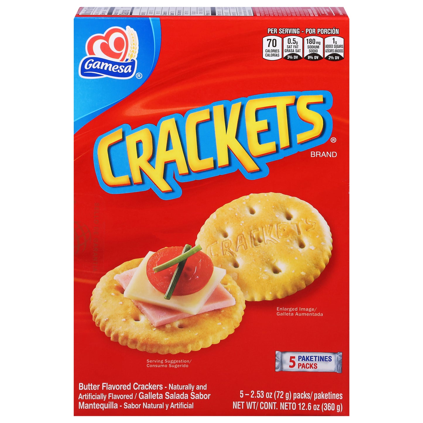 Galletas con sabor a mantequilla Gamesa Crackets, paquetes de 5 unidades de 2.53 oz