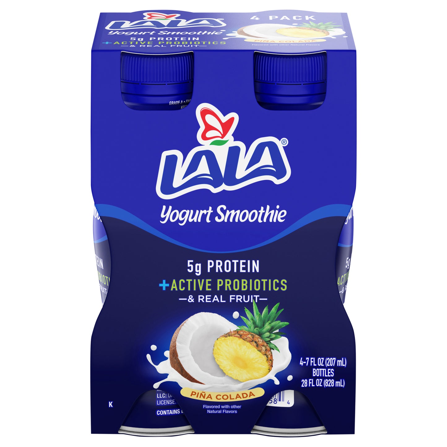 Batido de yogur probiótico LALA sabor piña colada (paquete de 4)