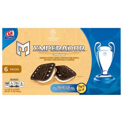 Galletas tipo sándwich Gamesa Emperador con crema, sabor chocolate y vainilla, con saborizantes naturales y artificiales, 65 g (6 unidades)