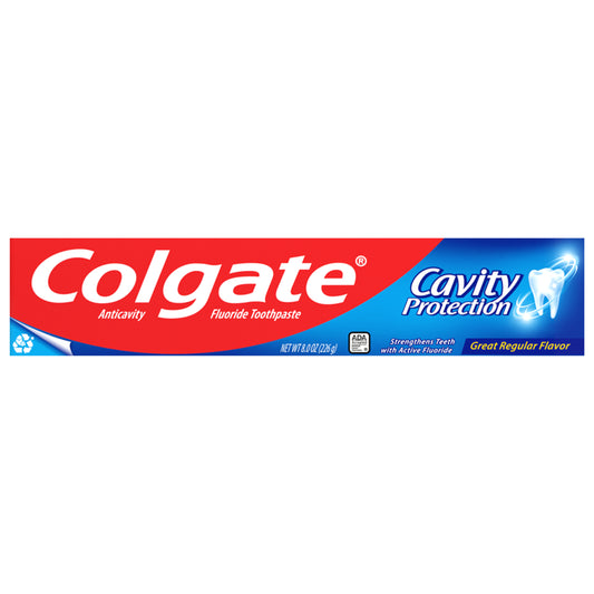 Pasta dental Colgate con flúor para protección contra las caries, delicioso sabor regular - 8 onzas