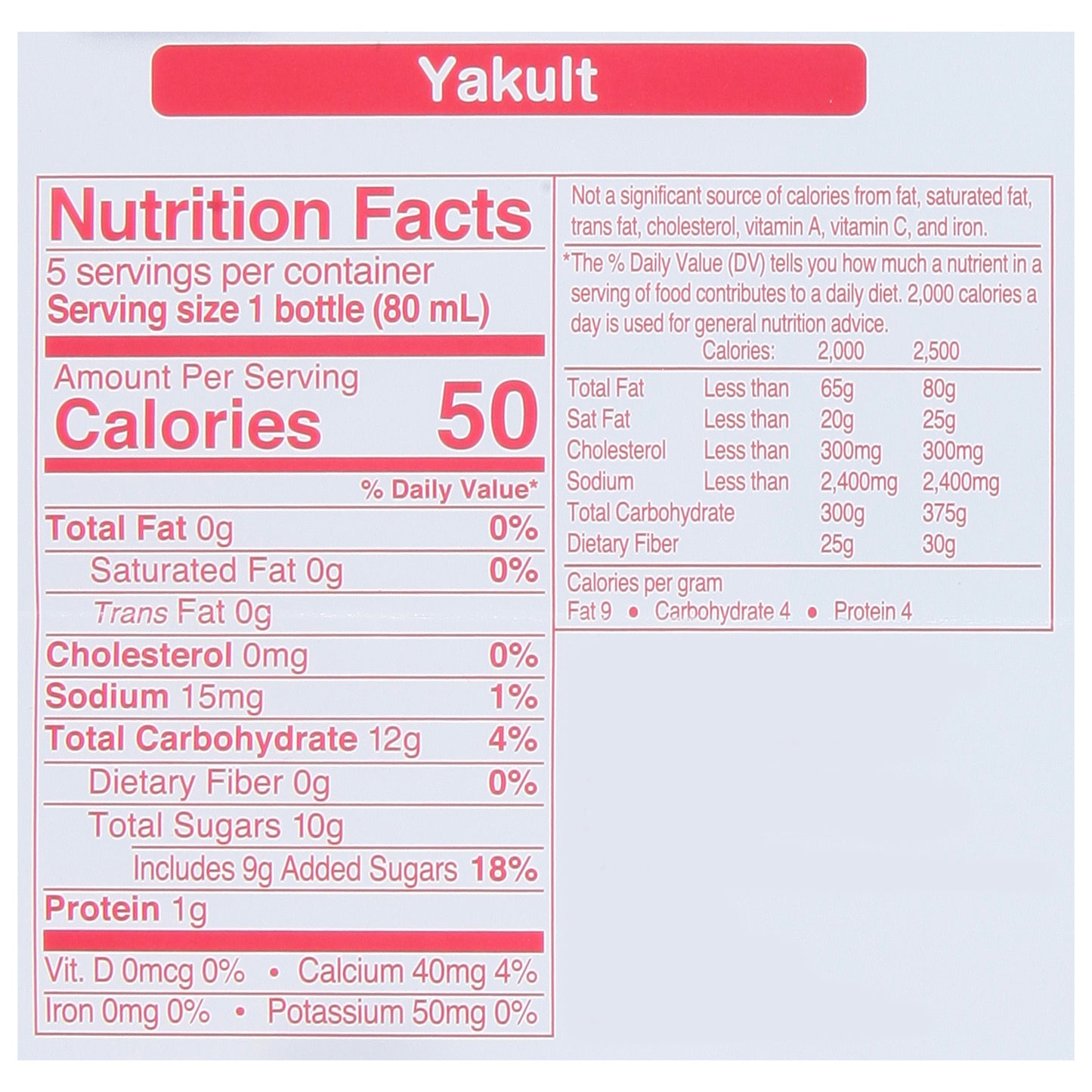 Bebida probiótica Yakult Live &amp; Active Original, 5 botellas de 2.7 onzas líquidas