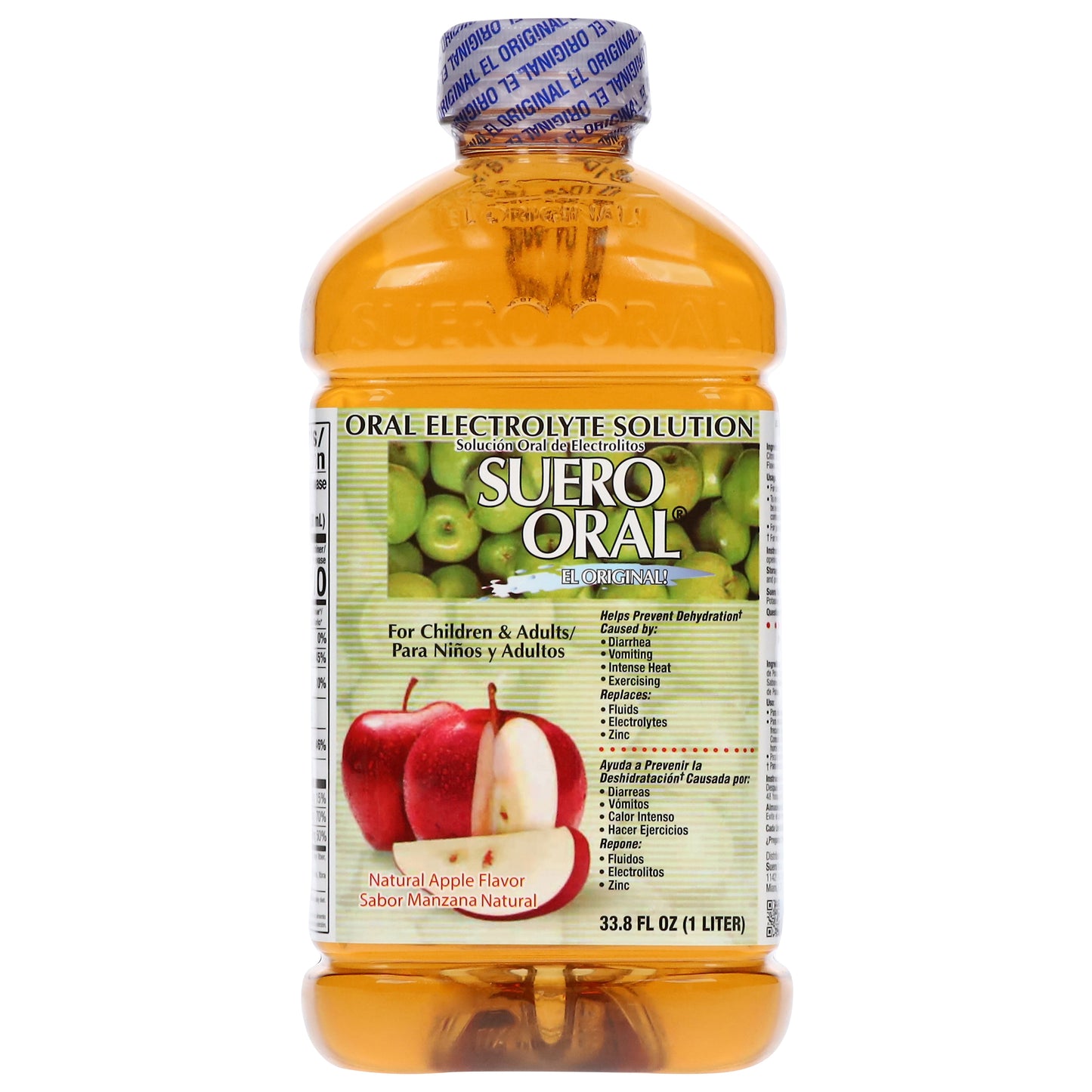 Solución electrolítica oral Suero Oral sabor manzana natural, 33.8 onzas líquidas