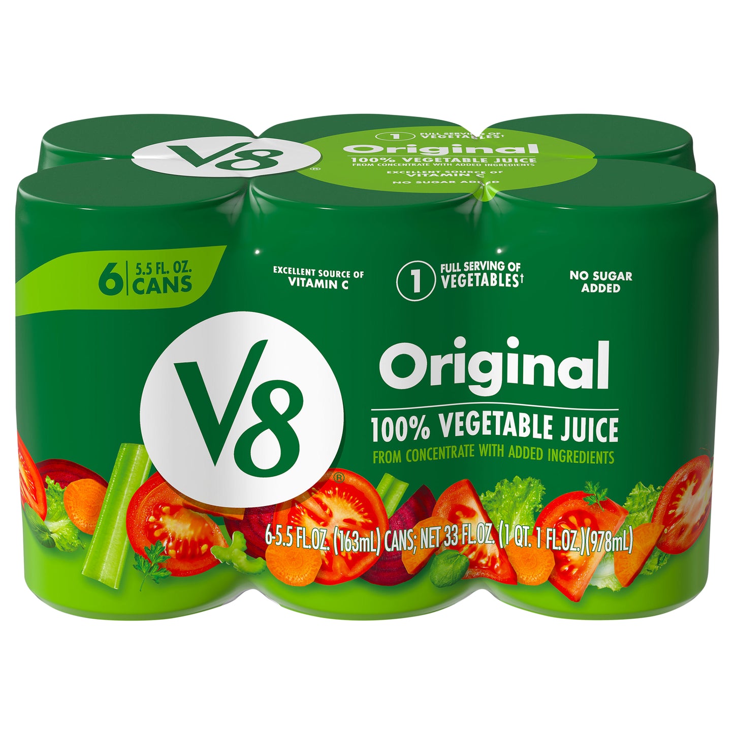 Jugo vegetal V8 Original 100%, 6 latas de 5.5 onzas líquidas
