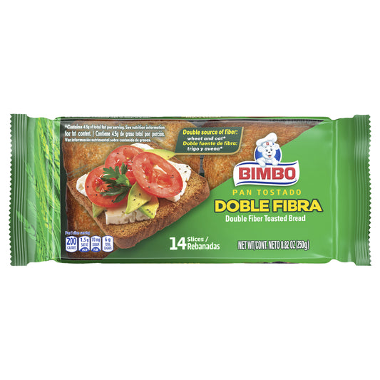 Pan tostado doble fibra Bimbo Pan, 14 unidades, 250 g