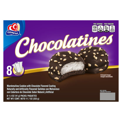 Galletas de malvavisco Gamesa Chocolatines con sabor a chocolate, 8 unidades de 40 g (1,4 oz)