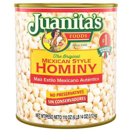 Hominy estilo mexicano de Juanita's Foods, enlatado, 110 onzas