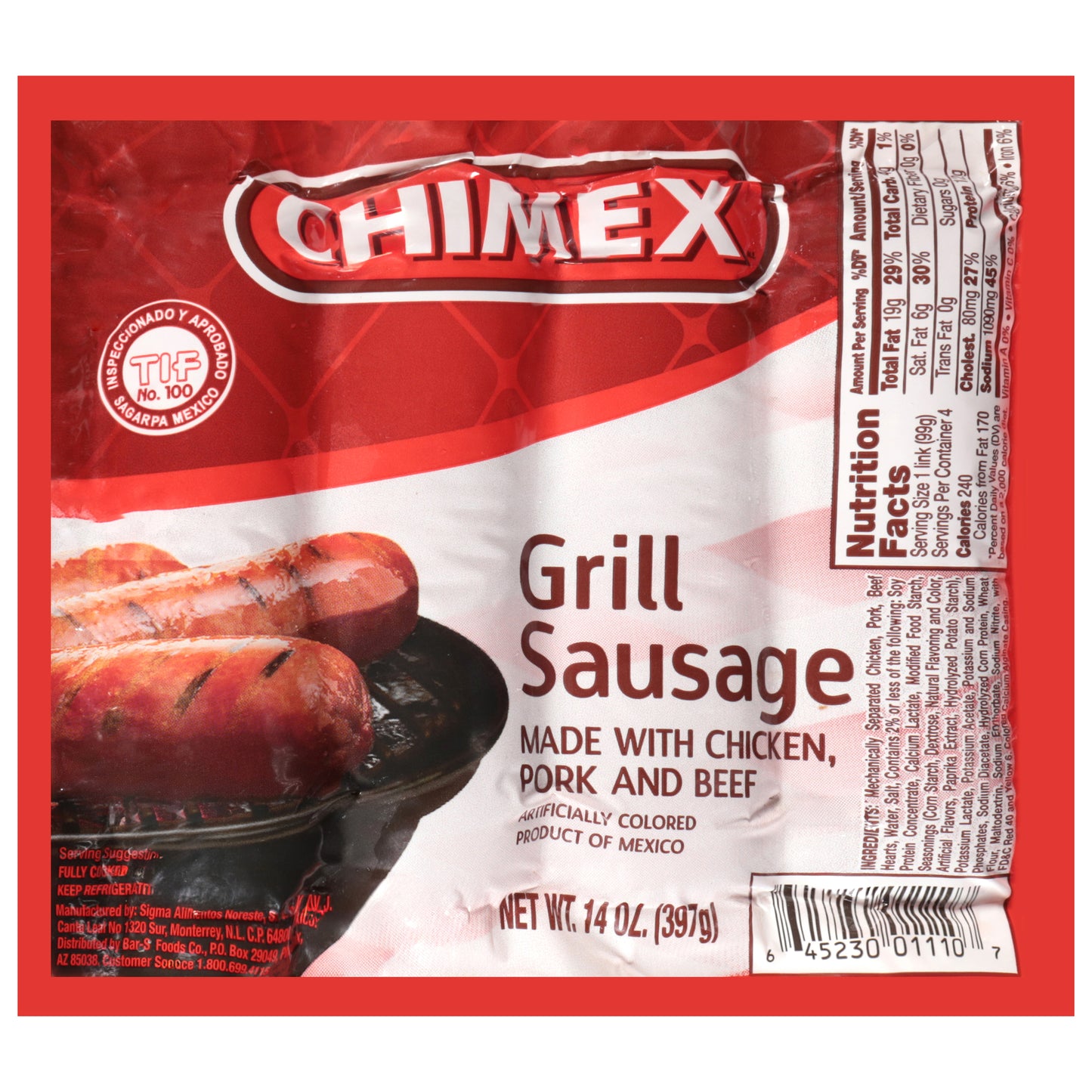 Salchicha Chimex para asar a la parrilla de 14 onzas