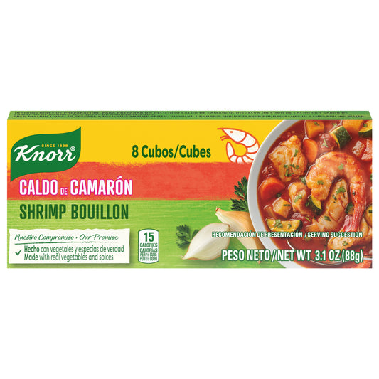 Knorr 8 Ct 3.1 oz, Cubos de Caldo Sabor Camarón Caldo Camarón