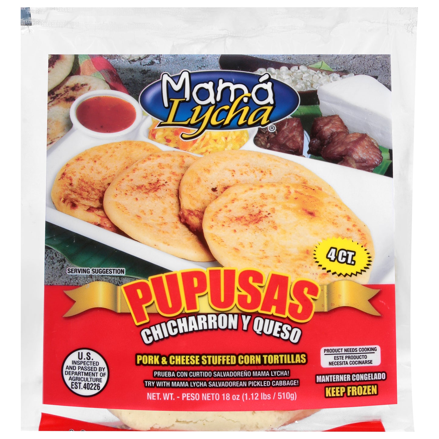 Tortillas de maíz rellenas de cerdo y queso Mama Lycha de 510 g (18 oz)