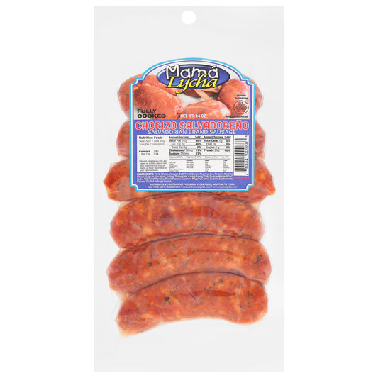 Salchicha Mama Lycha, marca salvadoreña, 14 onzas