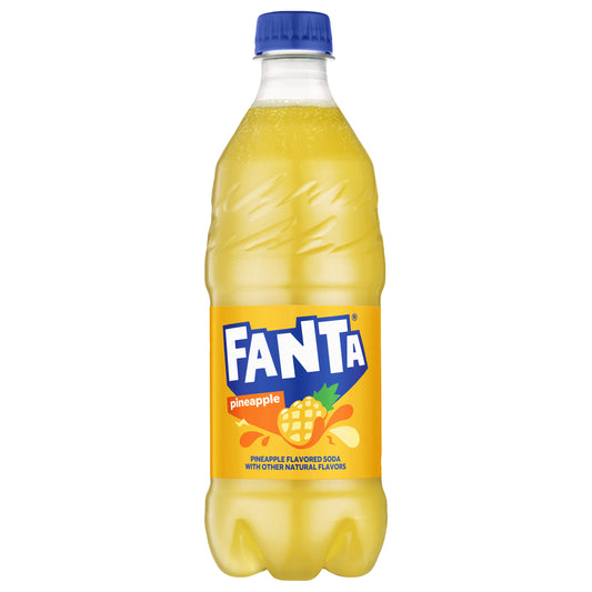 Botella de refresco Fanta sabor piña, 20 onzas líquidas