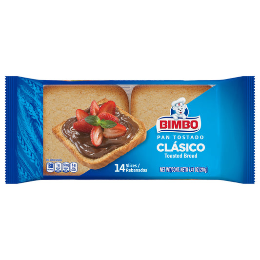 Pan tostado blanco Bimbo, original, 14 unidades