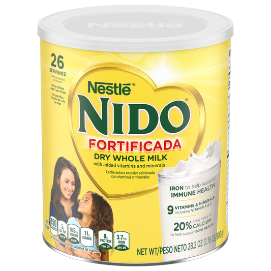 Leche en polvo entera fortificada NIDO 28.2 oz (1.76 lb - 800 g) Inglés-Español