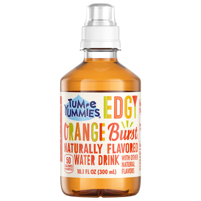 Tum-E Yummies Edgy Orange Burst, bebida de agua con sabor natural a fruta, 296 ml